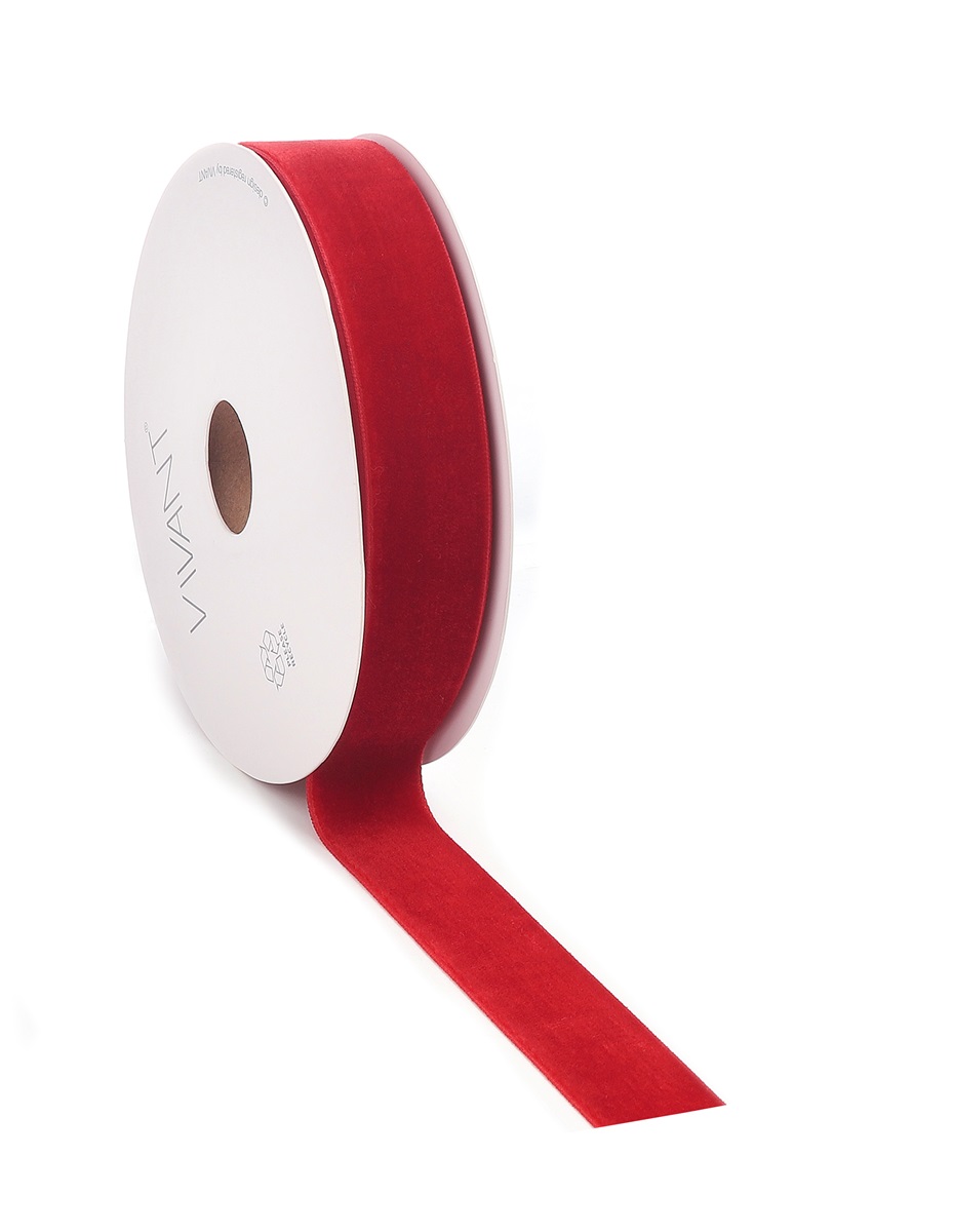 Borði velvet 25mm*10m rautt