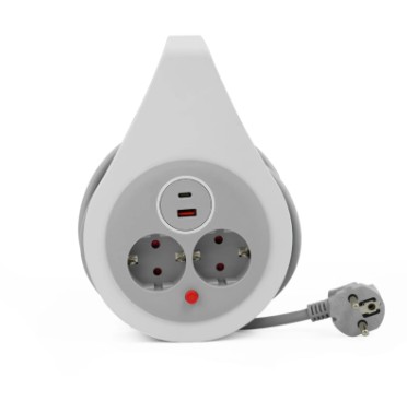 KAPALKEFLI 10M 2F PLAST  3x1,5 H05VV-F USB-C+A, M. HITAVÖRN