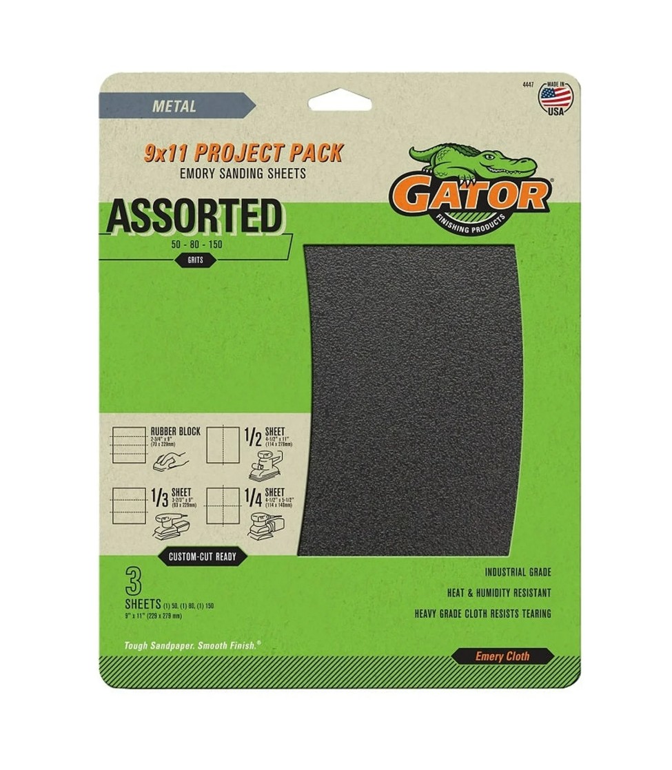 Sandpappír Gator léreft 23x28cm blandað 3stk