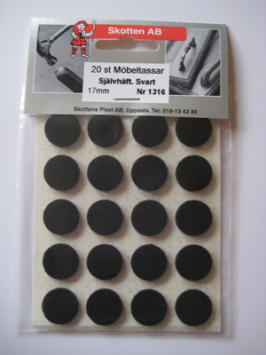 STÓLAFILT 20MM SVART 16STK