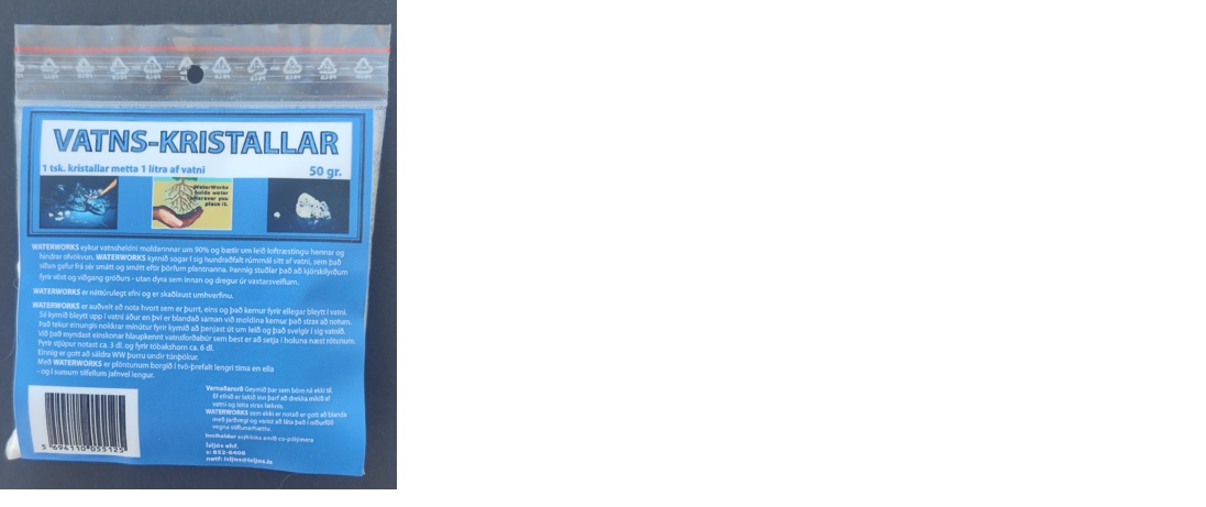 Vatnsgel 
Vatnskristallar
Waterworks
50gr poki