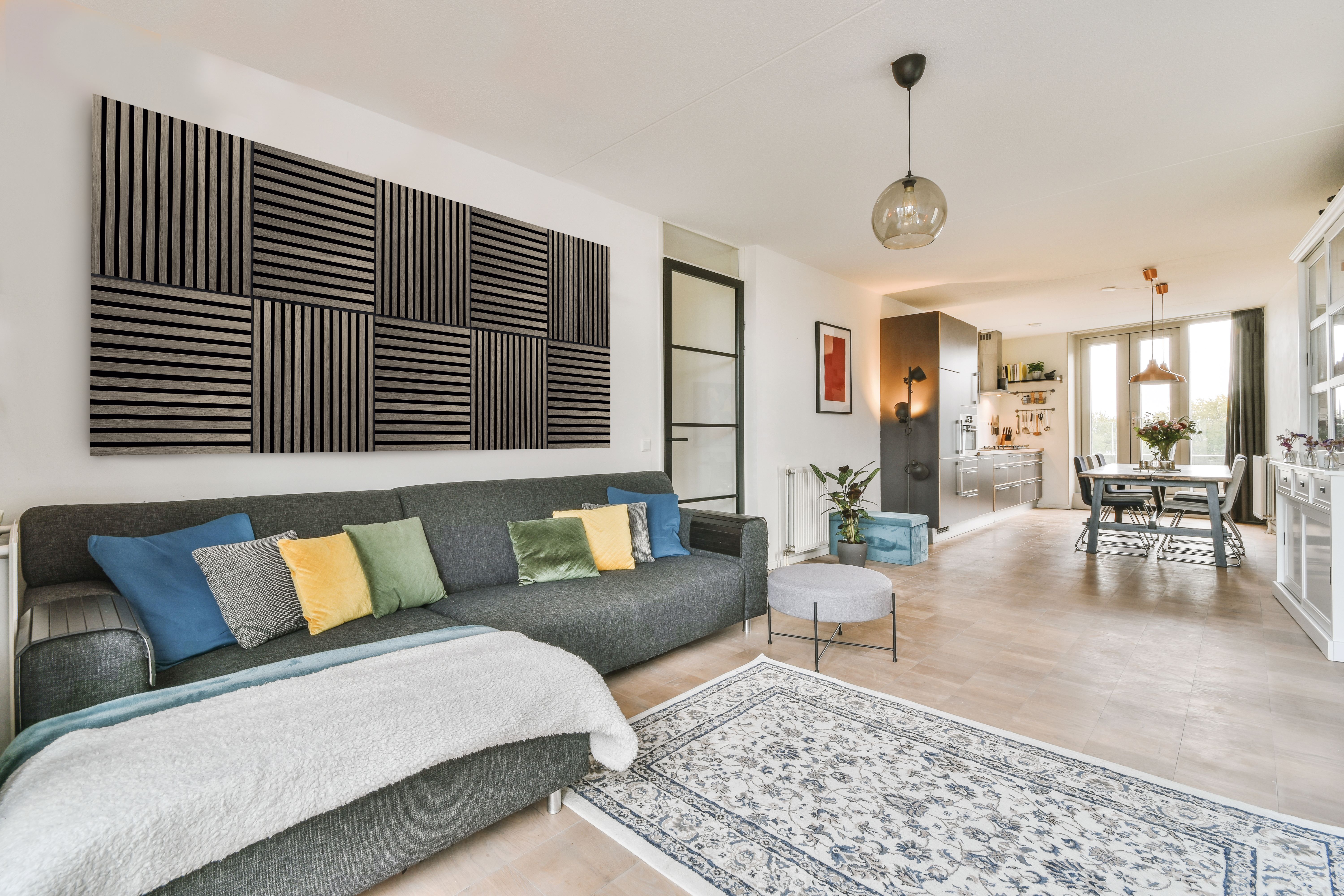 Vegg og loft hljóðd. Square Grá  eik , 2stk  22x520x520 mm