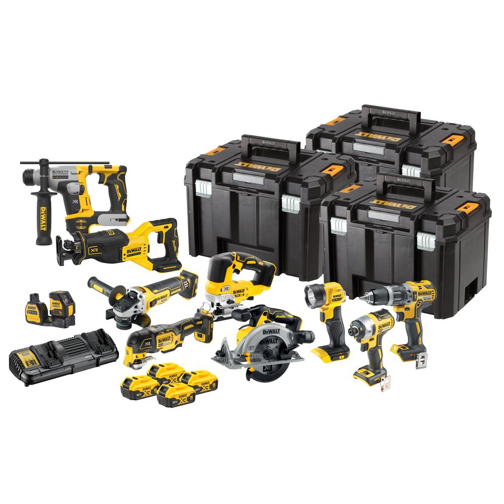 Hleðslusett 18V XR 10 vélar + 4x5.0Ah TSTAK Dewalt