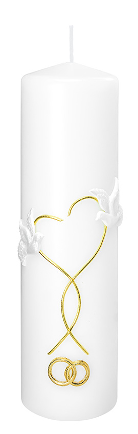 Hamingjukerti Hjarta 7*25cm hvítt með gylltu
