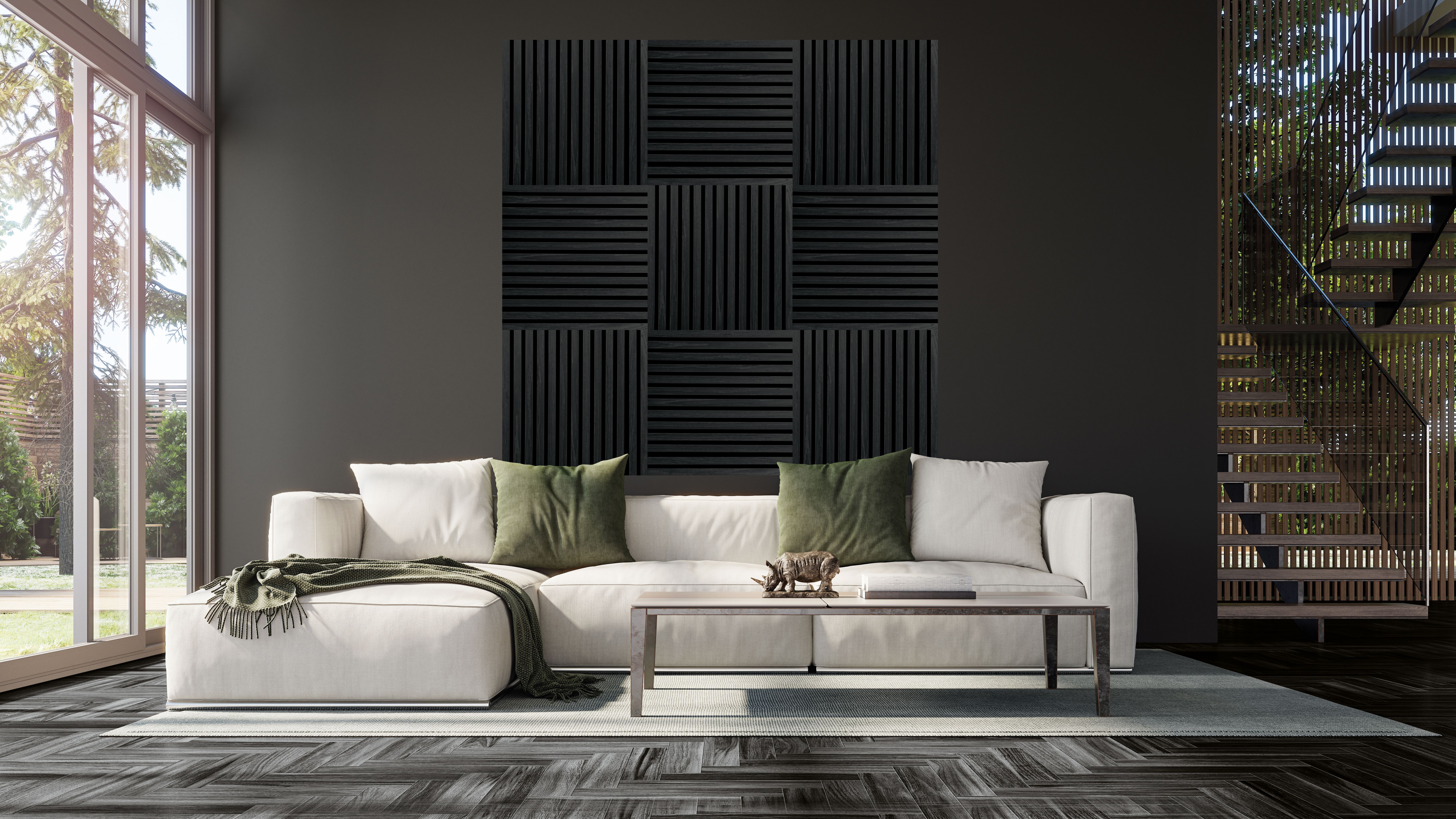 Hljóðdempandi plata Square Svört Eik 2stk 22x520x520 mm