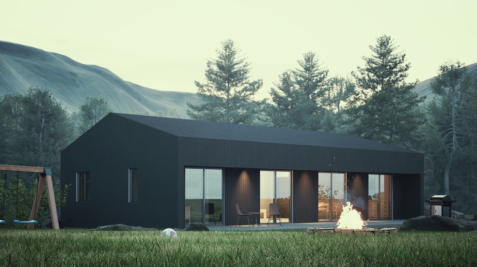 92m² Fullbúið hús tvíhalla þak (107m2)