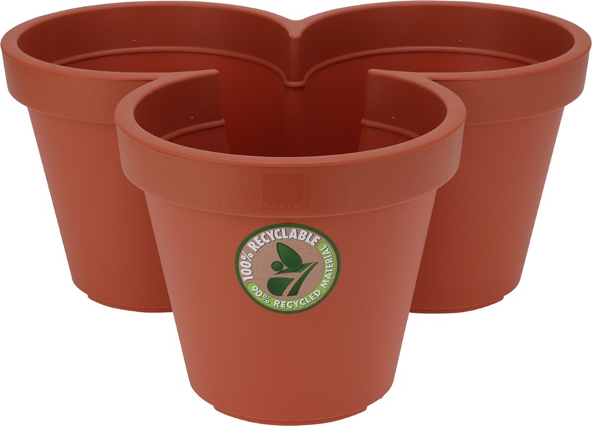 Plastpottur EK þrefaldur 44cm brúnn