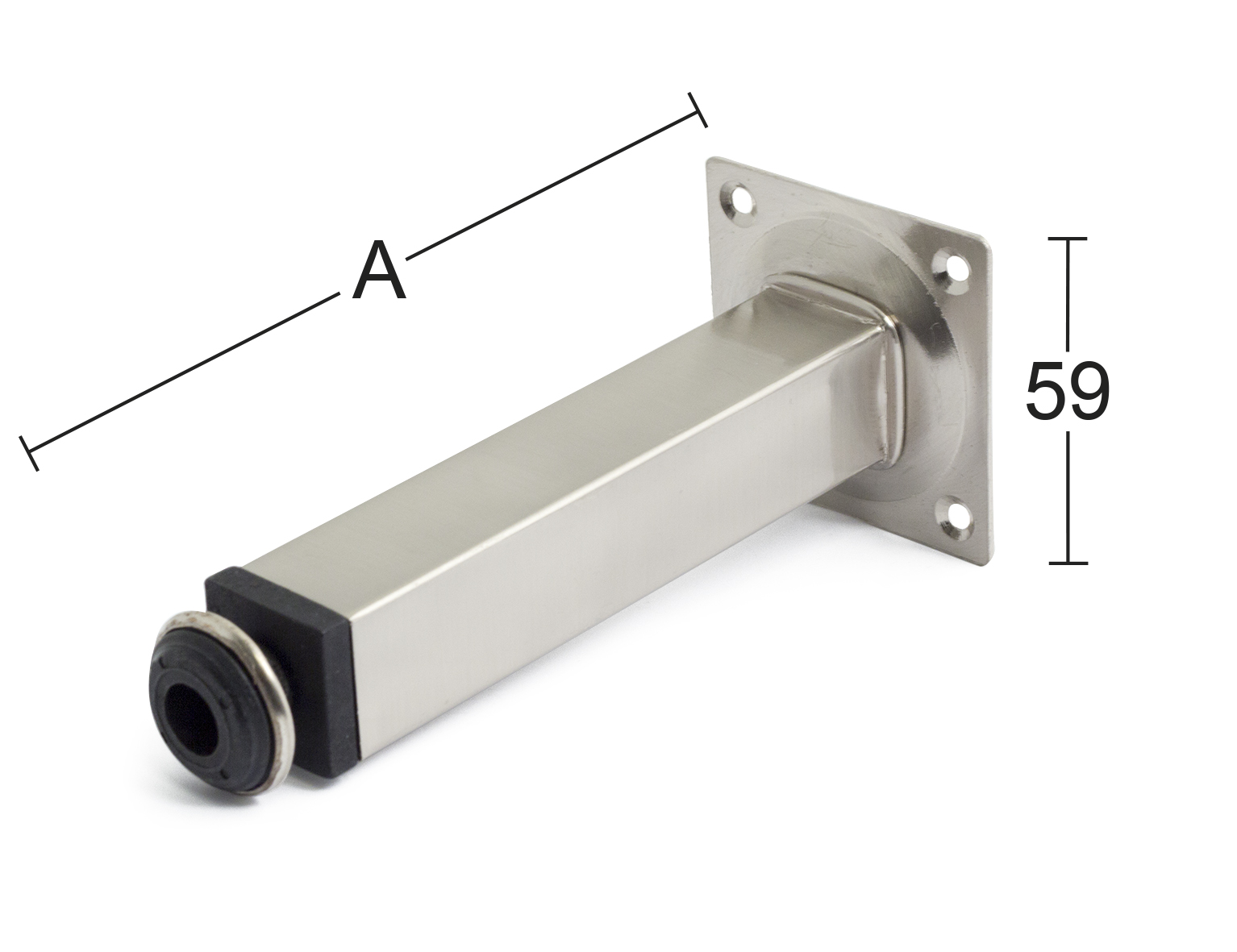 Borðfótur 15 cm ferkant 25X25 matt nikkel