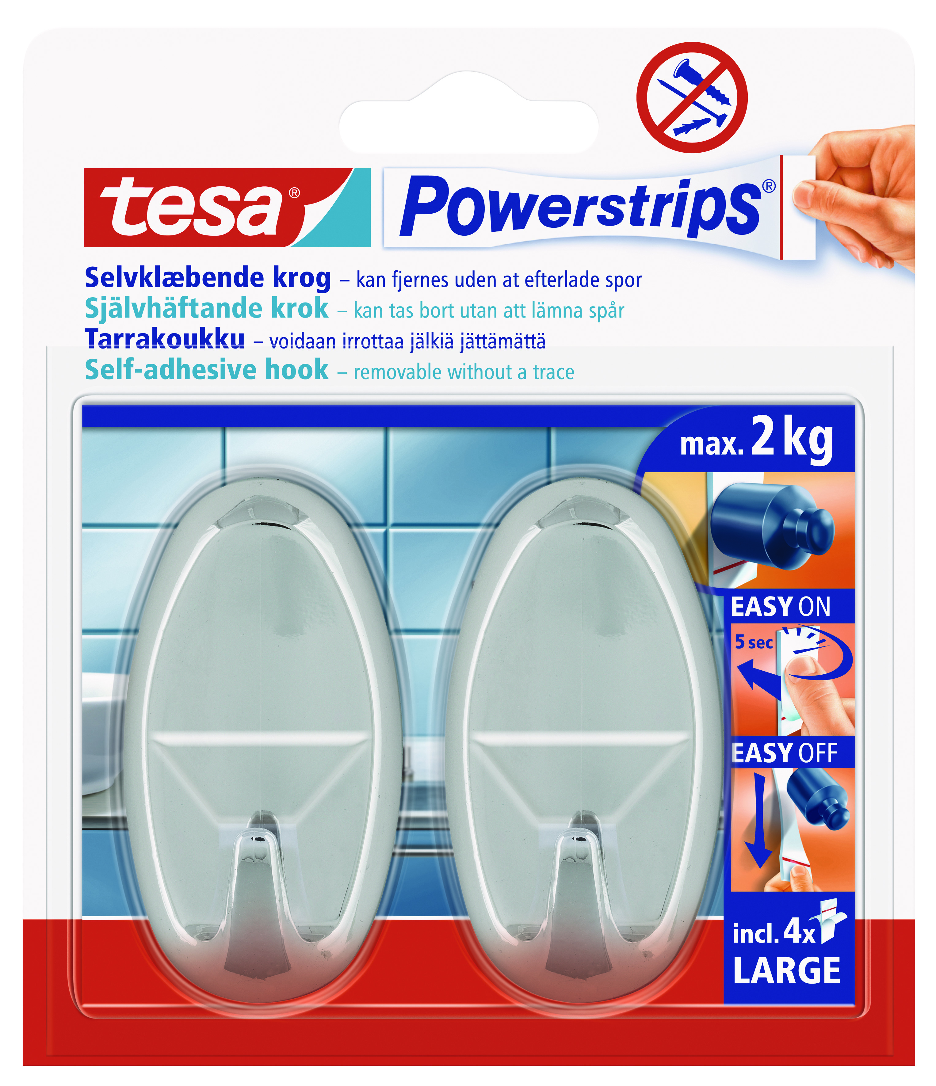 Tesa sporbaugskrókar króm 2 st