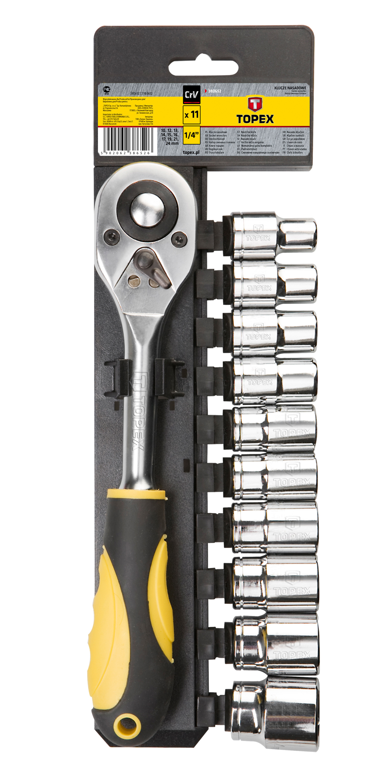 Toppasett og skrall Topex  1/2" 11 stk