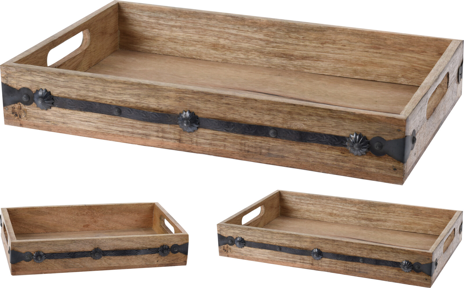 Bakki með höldum mangóviður stærri