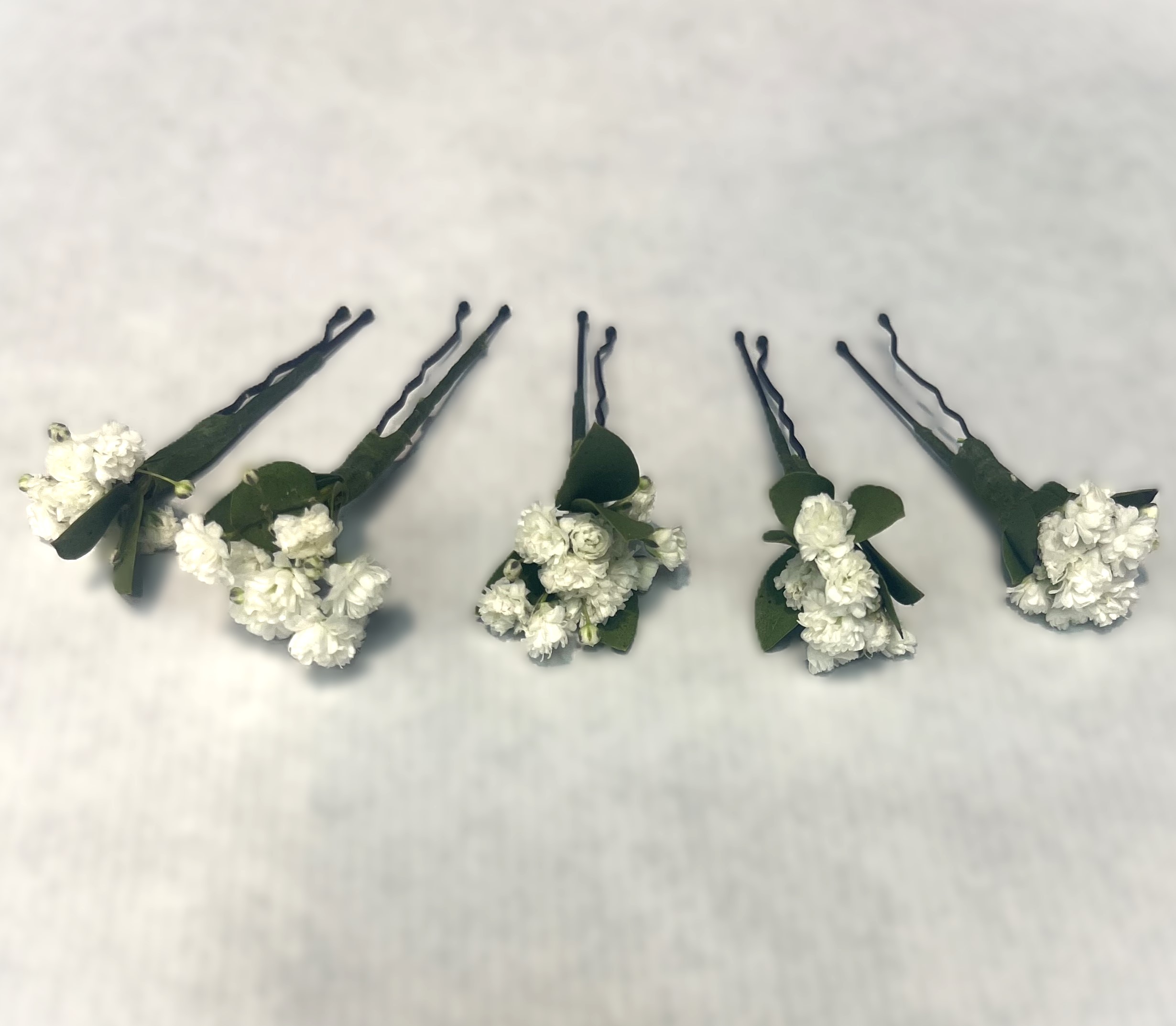 Blómaskreyttar spennur 5stk