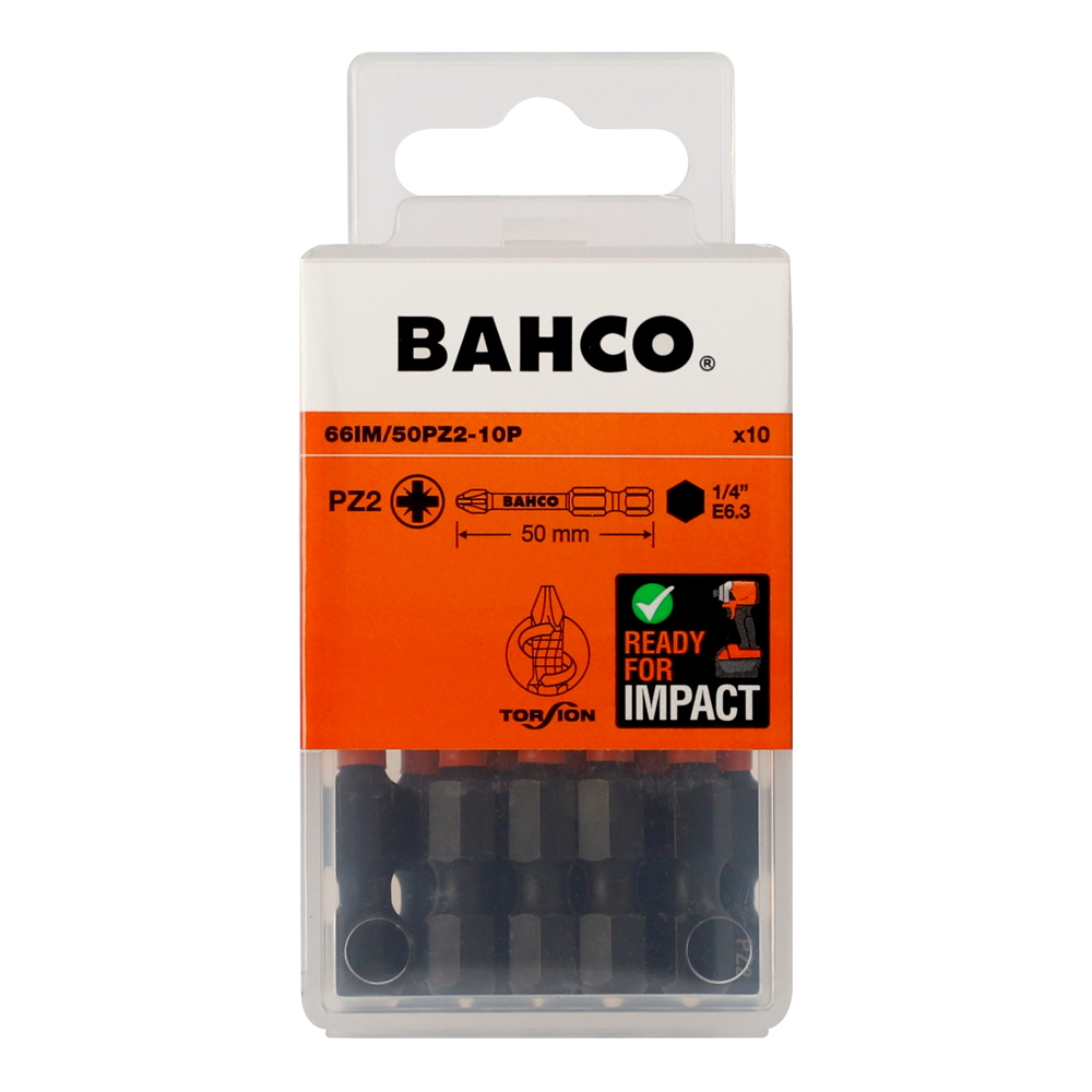 Skrúfbiti PZ2 50mm Impact 10stk Bahco