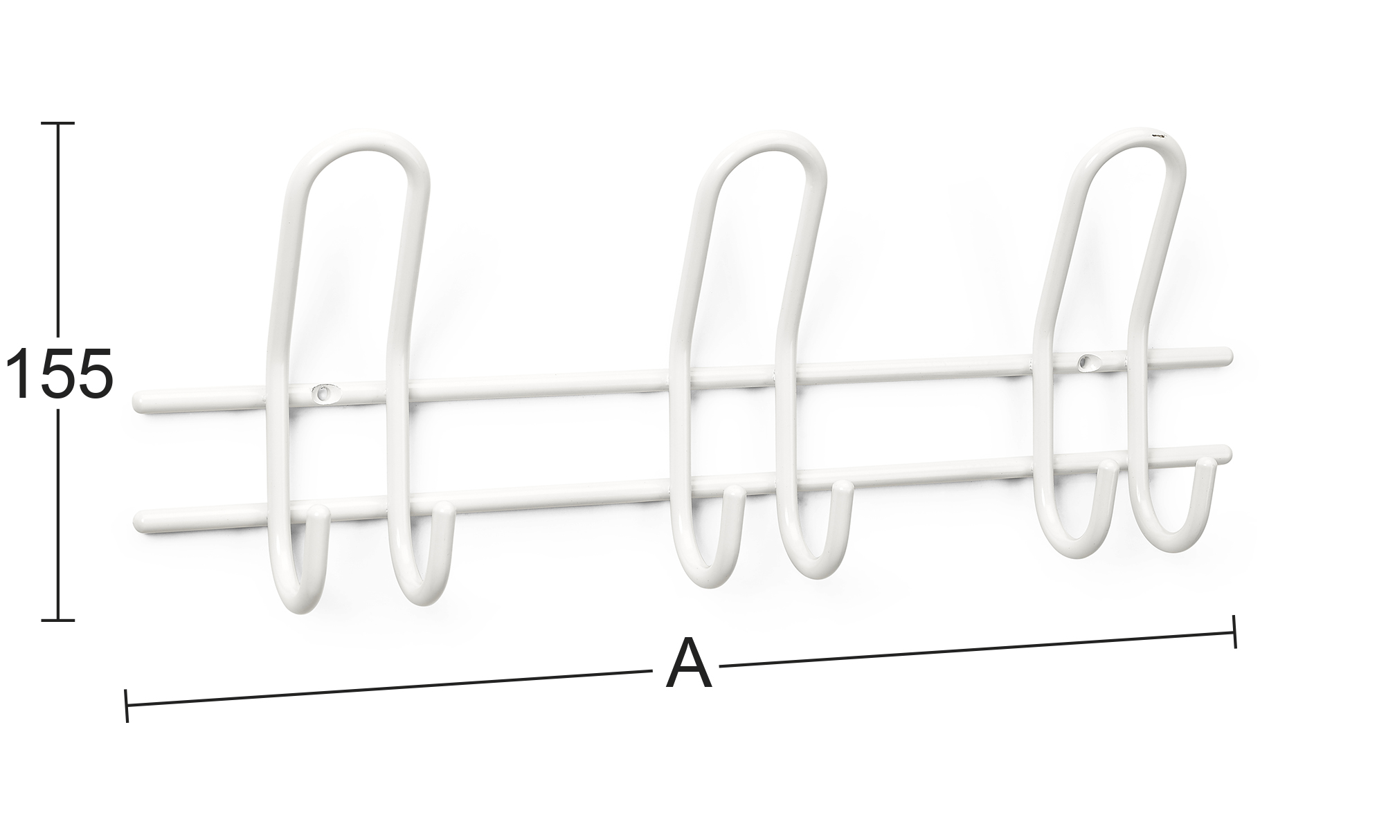 Snagi 3 krókar tvöfaldir hvítur 45 cm