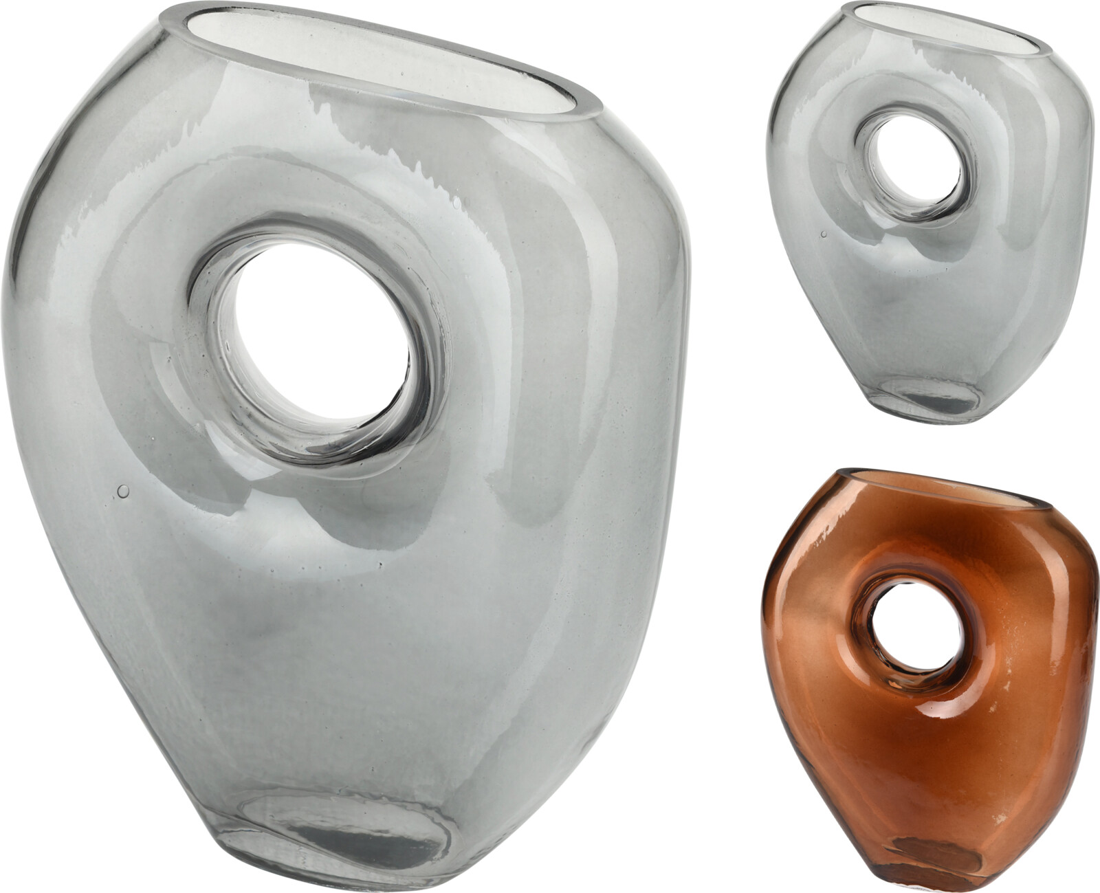 Vasi gler 18*7*22,5cm ljósgrár/brúnn