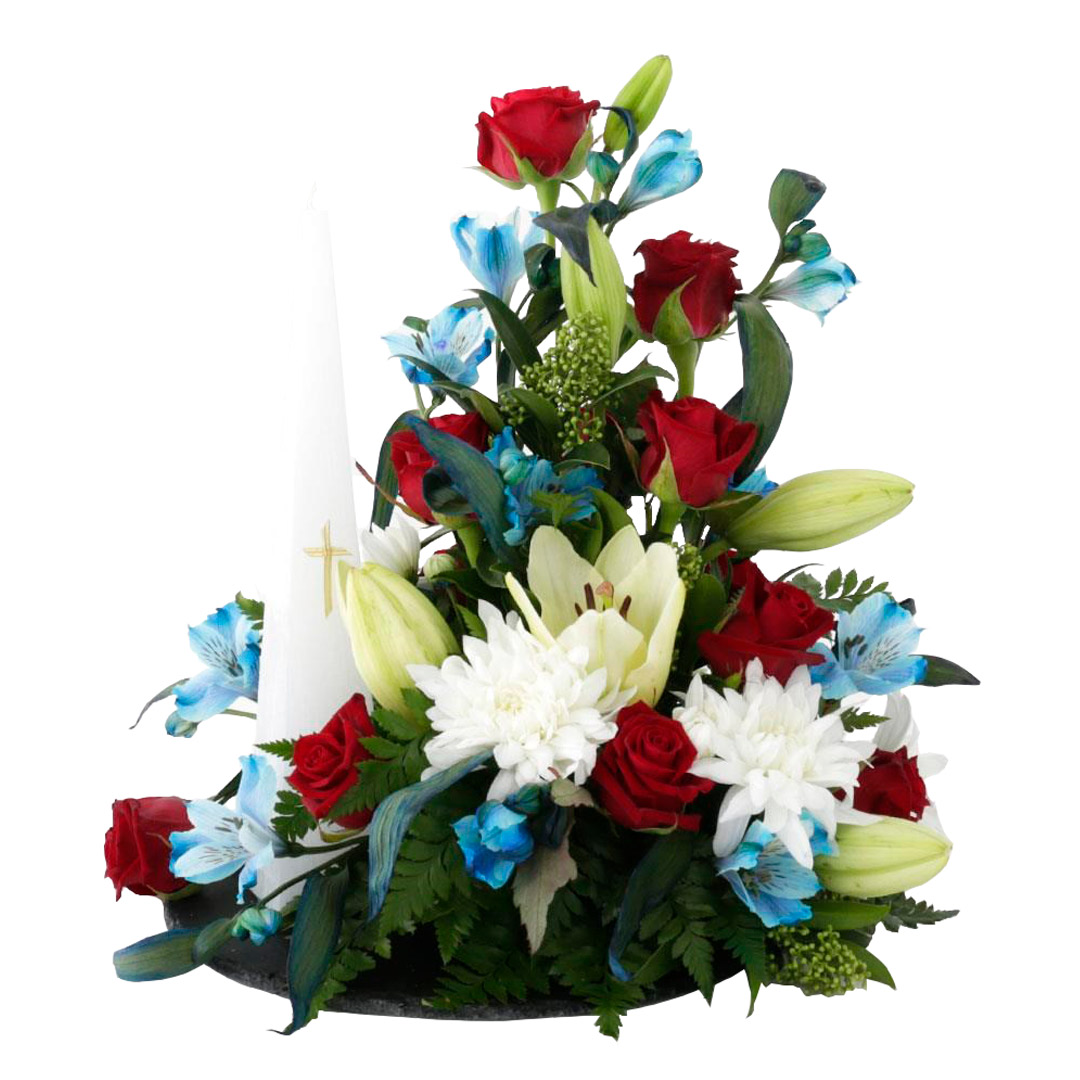 Samúðarskreyting m/35cm kerti