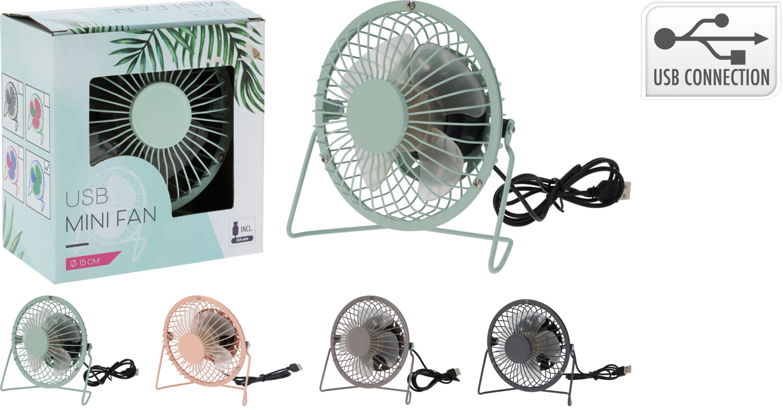 Borðvifta USB málmur 4 litir