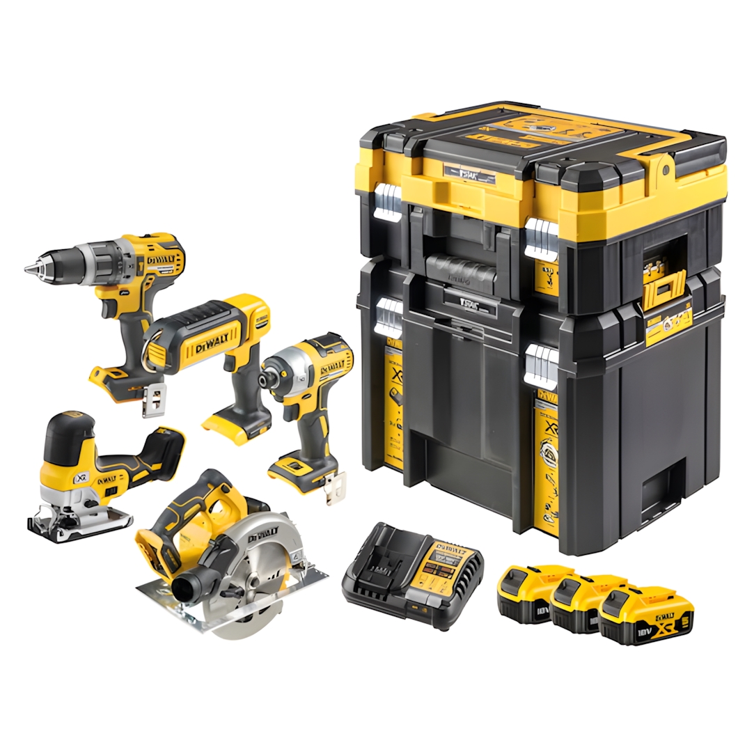 Hleðslusett 18V XR 5 vélar Dewalt DCK500P3T 3x5.0Ah TStak