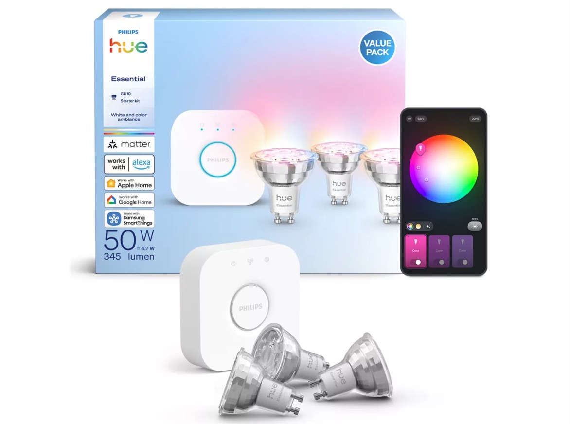 Hue Essential 50W RGBW GU10 345lm 4,7W Startsett 3x perur