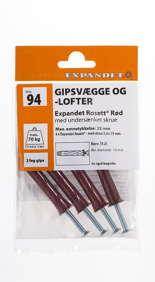 GIPSFESTING 5X75 FL RAUÐ EFNISÞ/23MM (4)