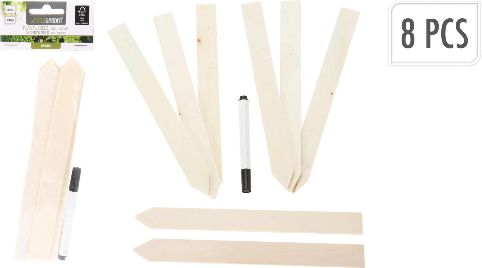 Plöntumerki 8stk úr við