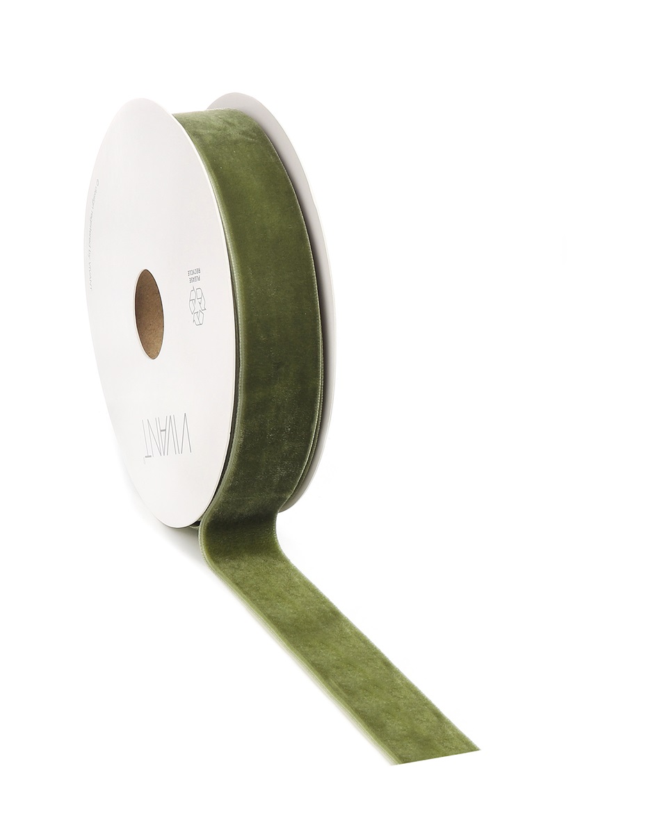 Borði velvet 25mm*10m olive