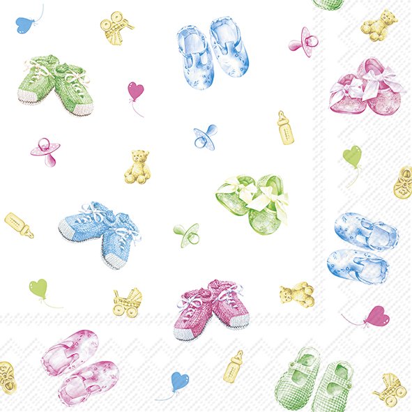 Servíettur BABY SHOES ALLOVER grænn 33*33cm 20stk