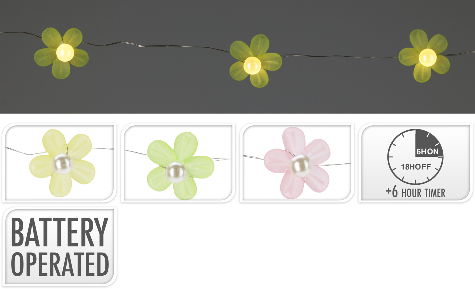 Sería led blóm 20 ljós 3 litir