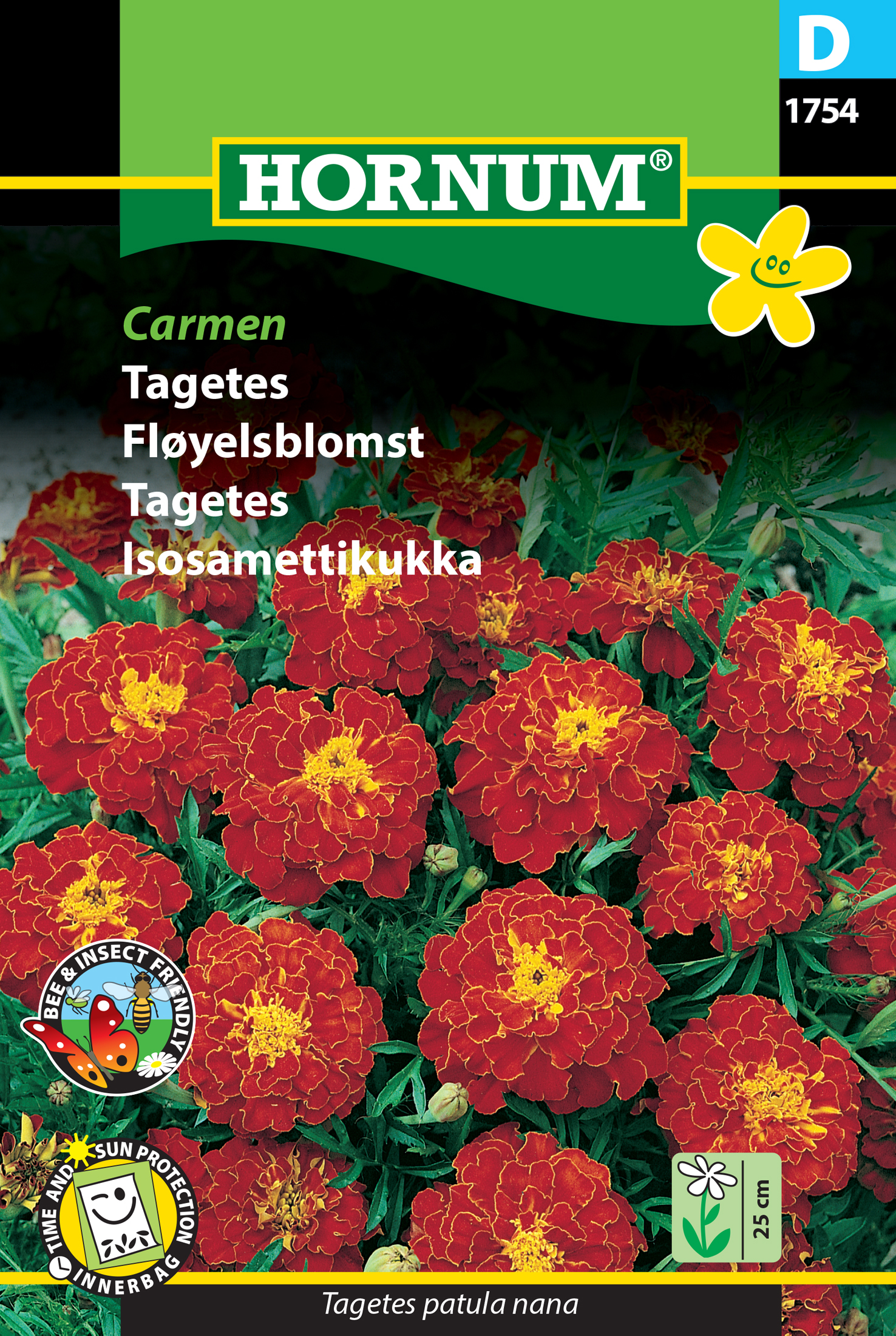Fræ Flauelsblóm Tagetes patula nana Carmen