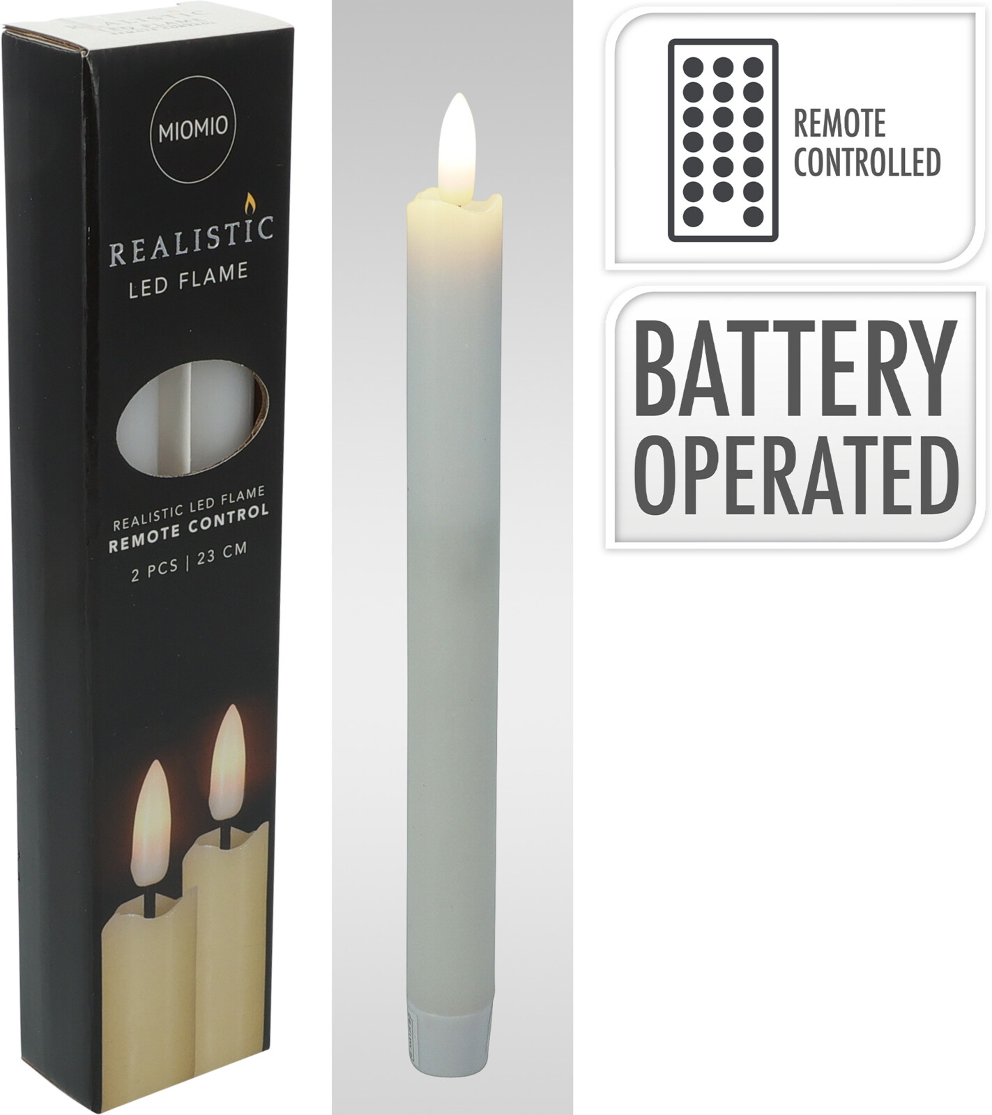 Rafmagnskerti 23cm 2stk