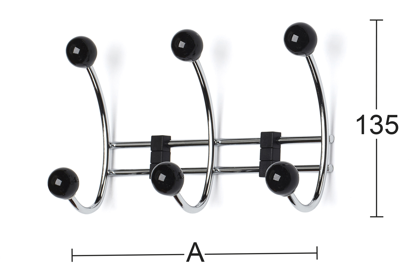 Snagabretti berry 3 krókar króm/svart