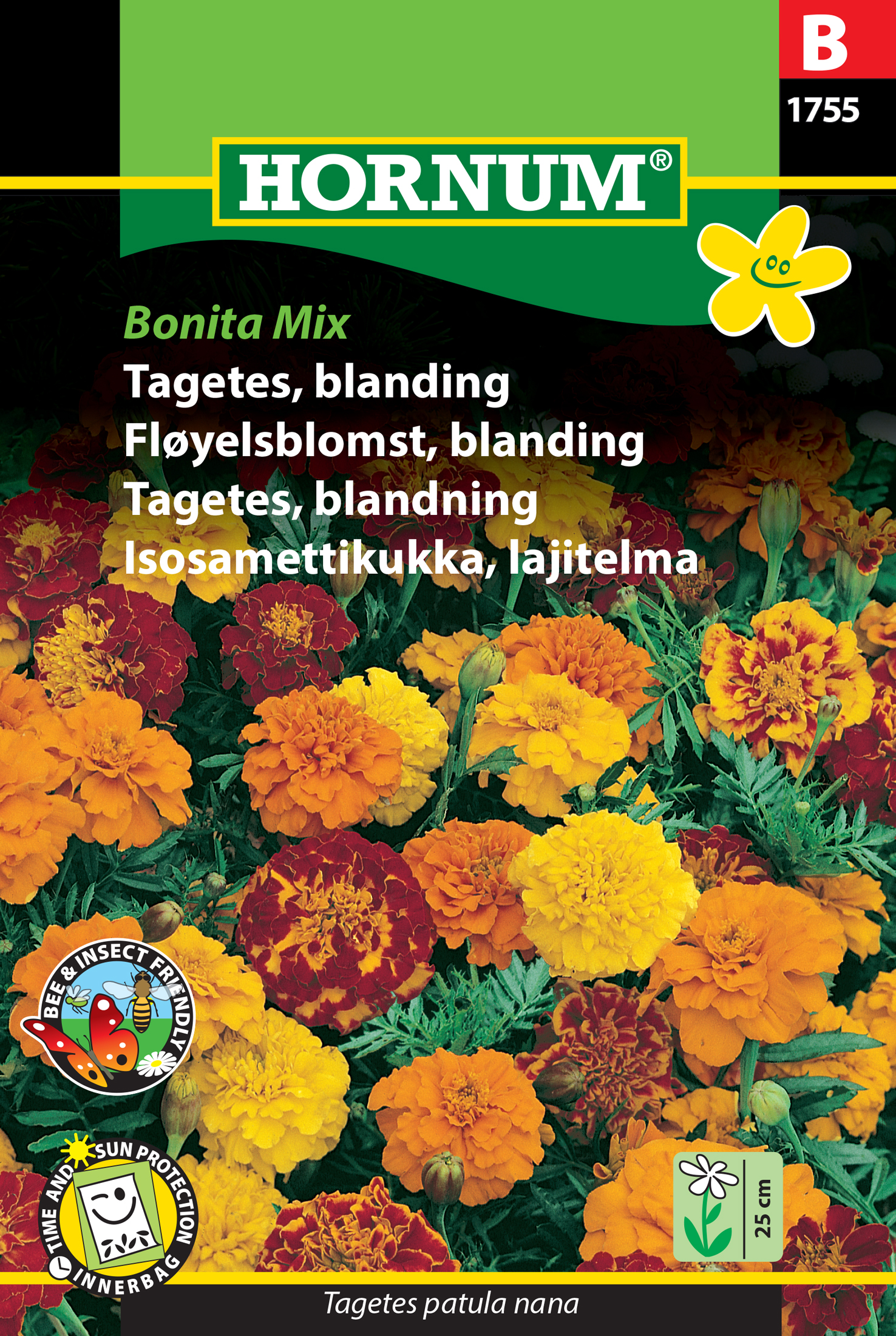 Fræ Flauelsblóm Tagetes patula nana Bonita Mix