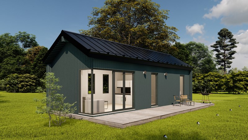 52m² Fullbúið hús tvíhalla þak