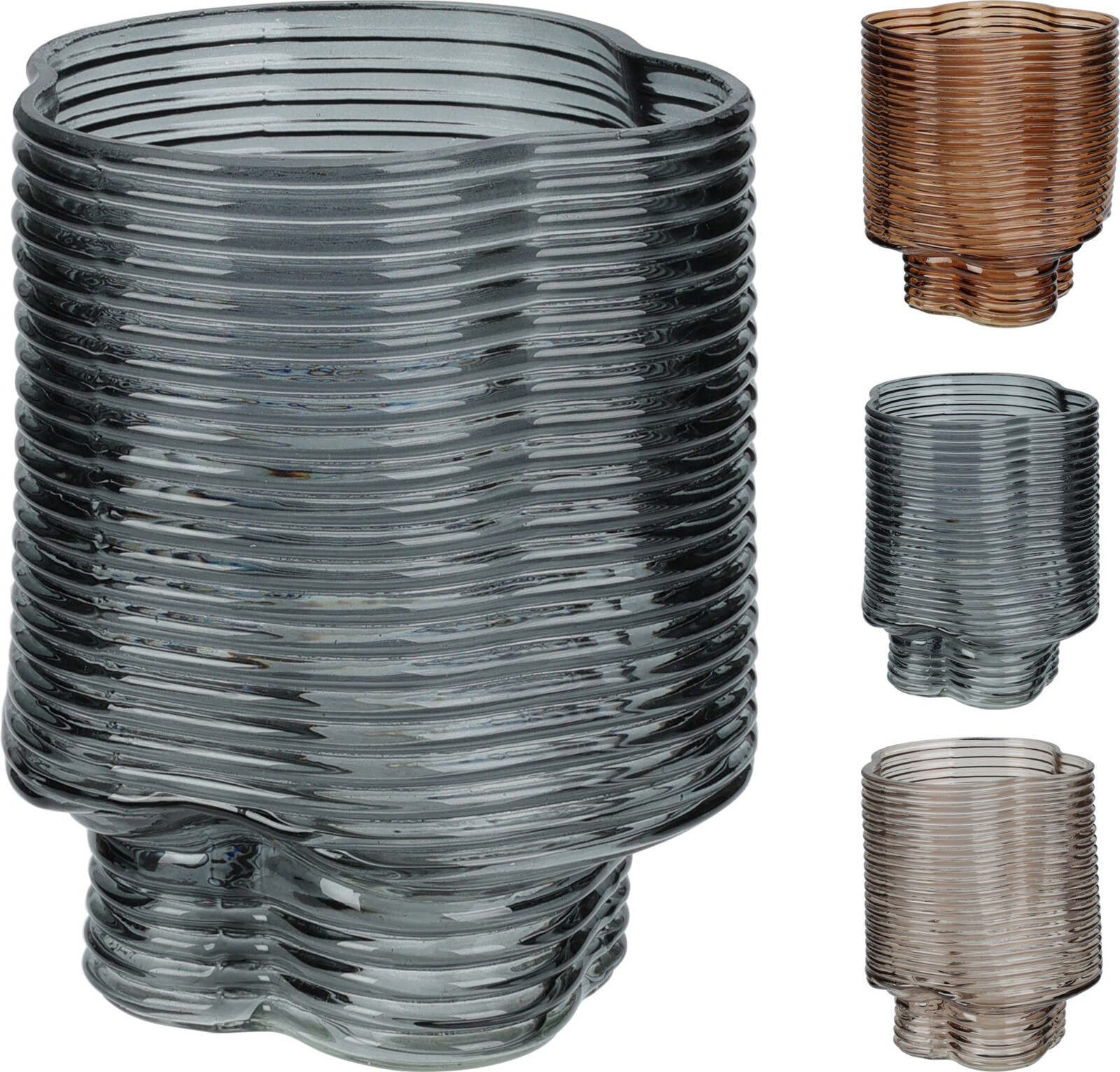 Vasi 14*13,5*17cm rifflaður 3teg.