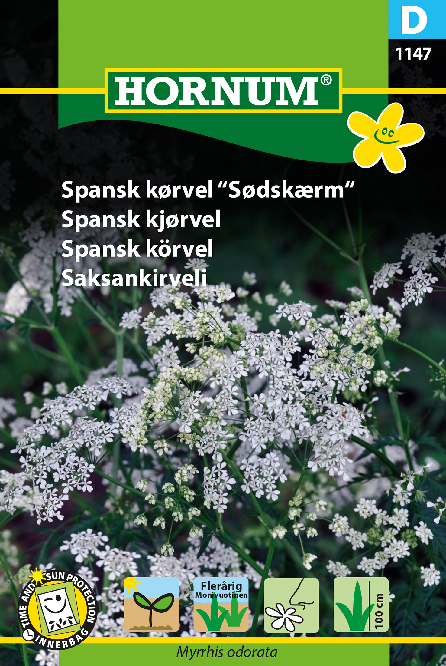 Fræ Spánarkerfill Myrrhis odorata