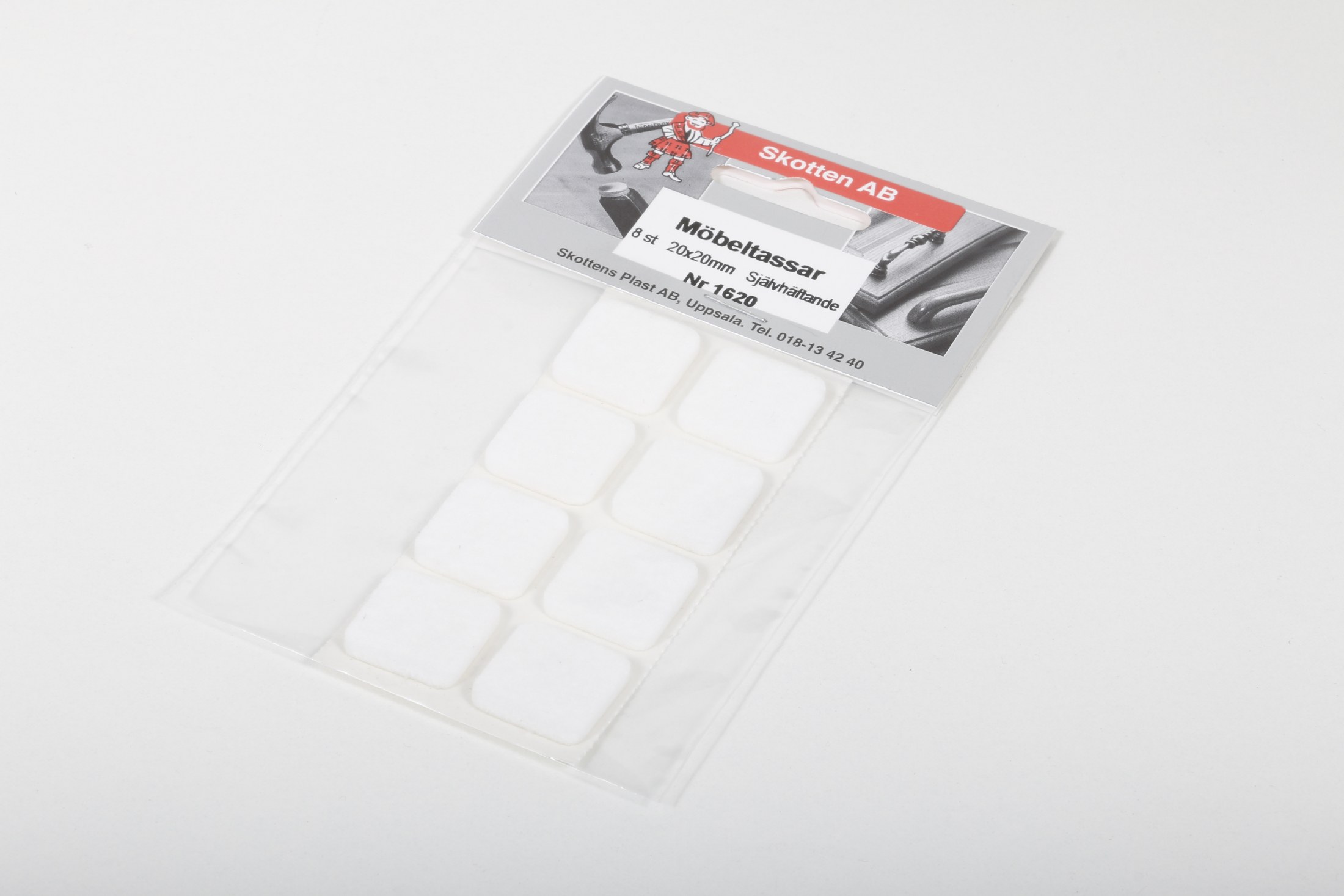 STÓLAFILT 20*20MM HVÍTT 8STK