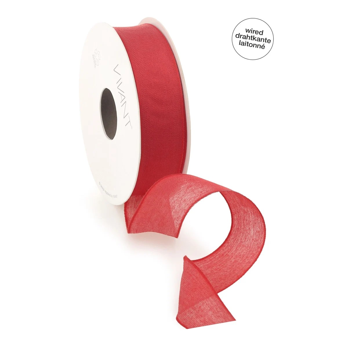 Borði Batiste með vír 38mm*20m rauður