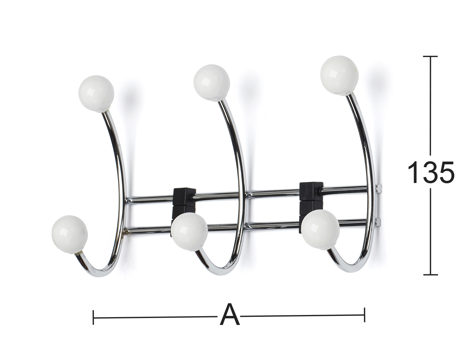 Snagabretti berry 3 krókar króm/hvítt