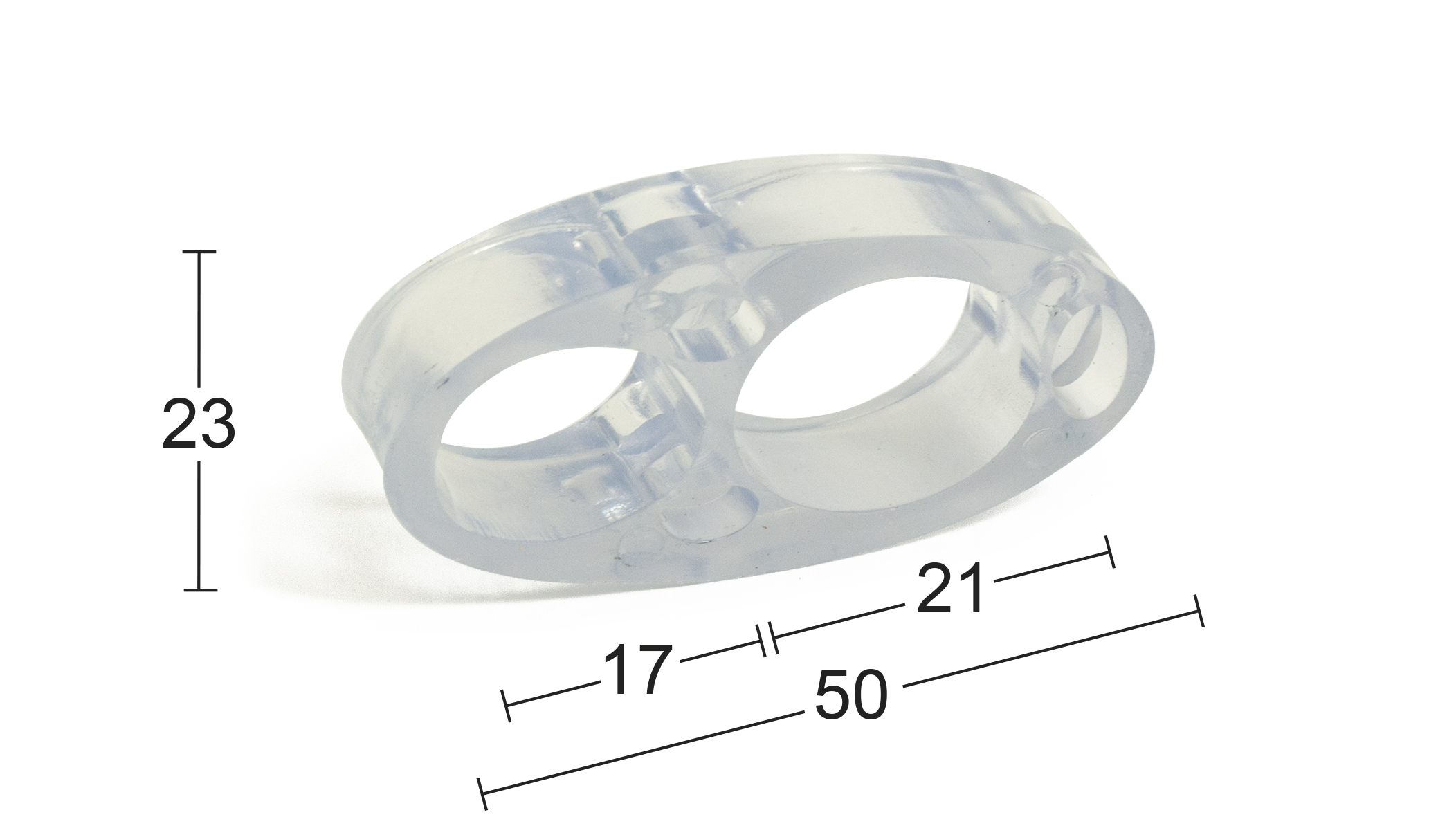 Hurðastoppari glært plast á húna 2 í pk