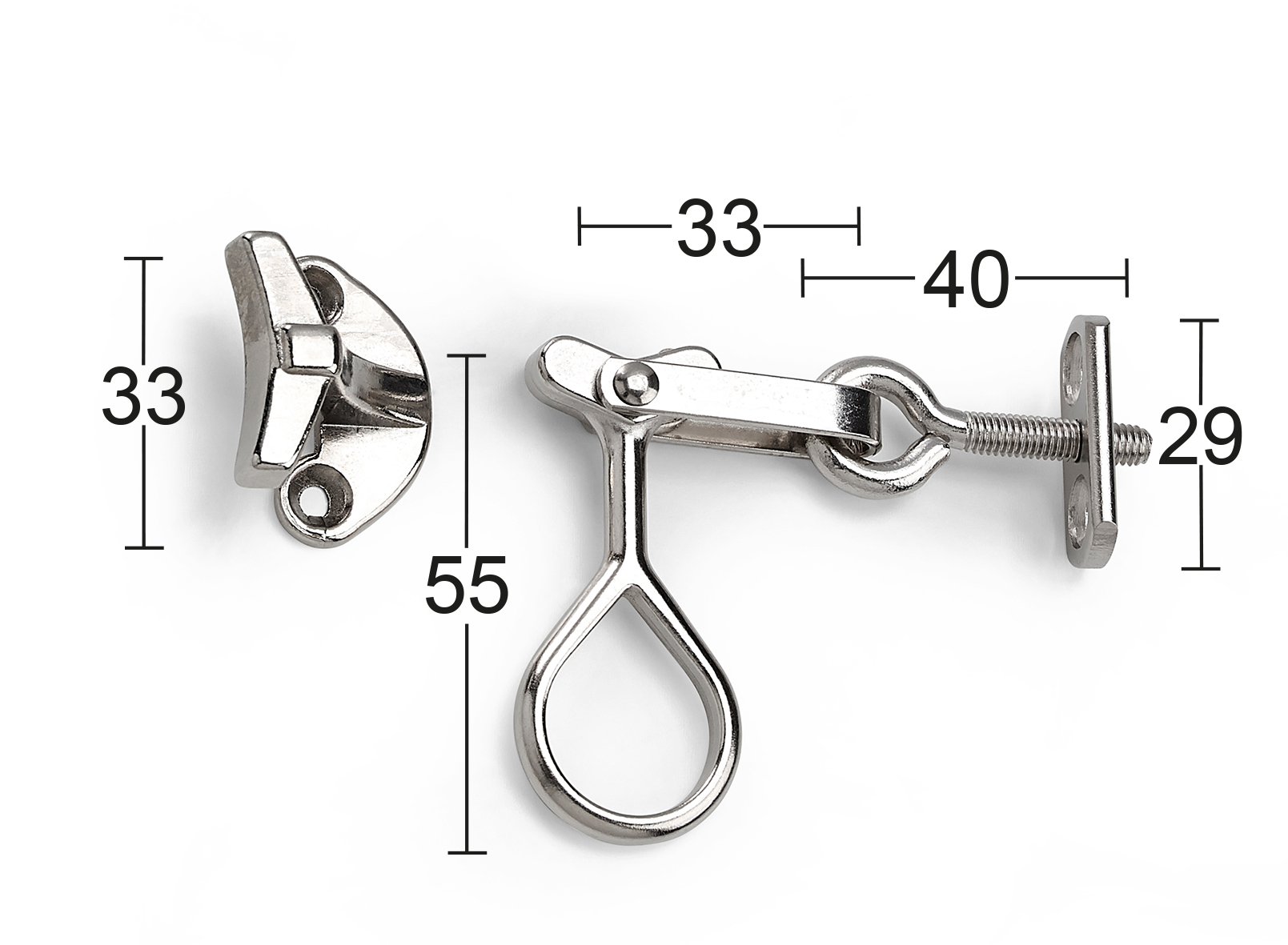 Gluggakrækja Króm 2 stk í pk
