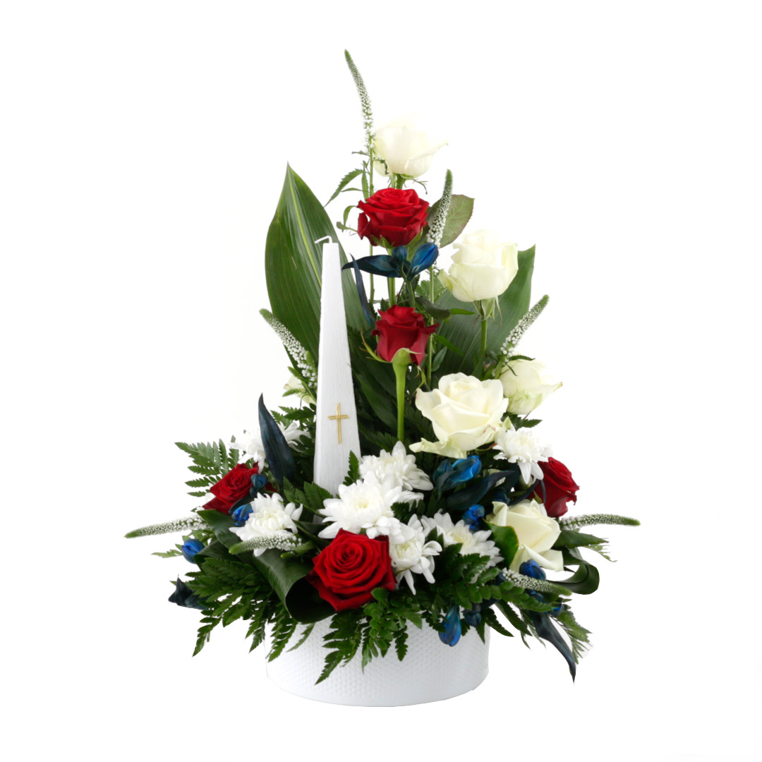 Samúðarskreyting m/35cm kerti