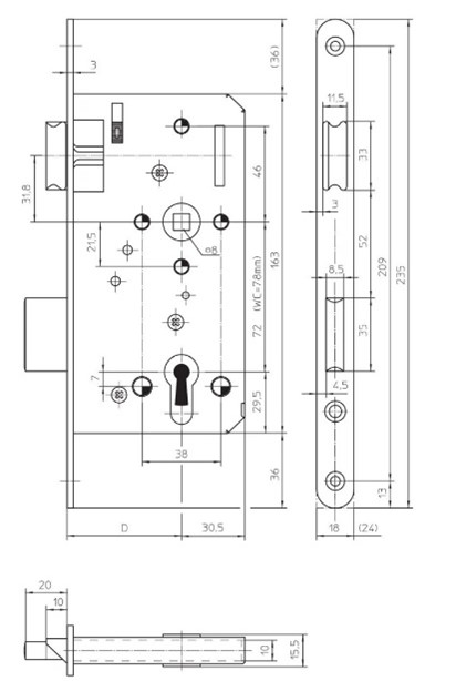 Láshús lykil KFV hægri og vinstri