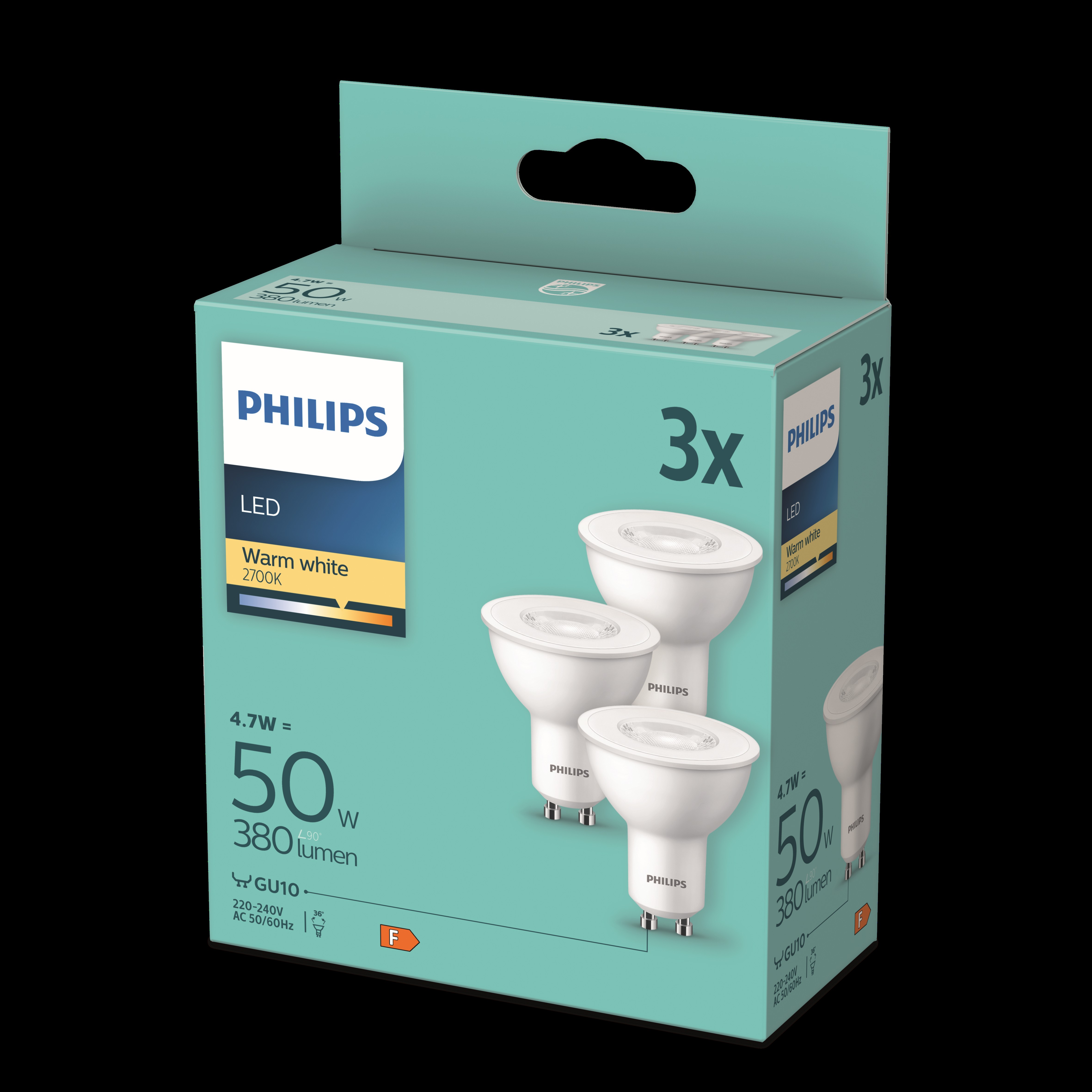 LEDC Kastarapera GU10 50W, 3 í pakka