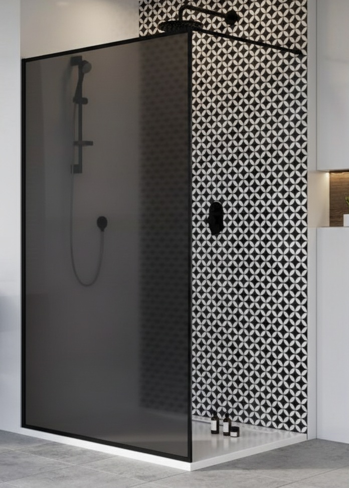 Sturtuhlið 1200mm x 2000mm, dökkt gler með svörtum ramma