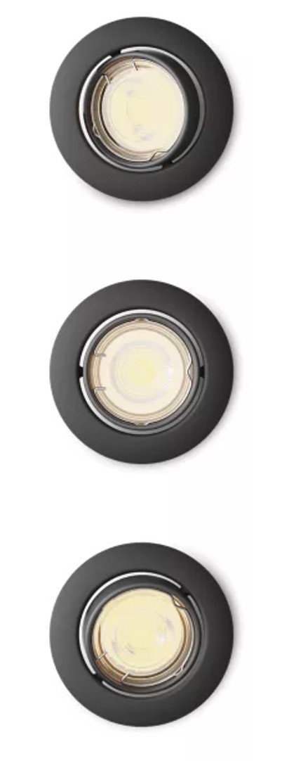 Peridot innfelldur svartur GU10 3 pack 68/90mm