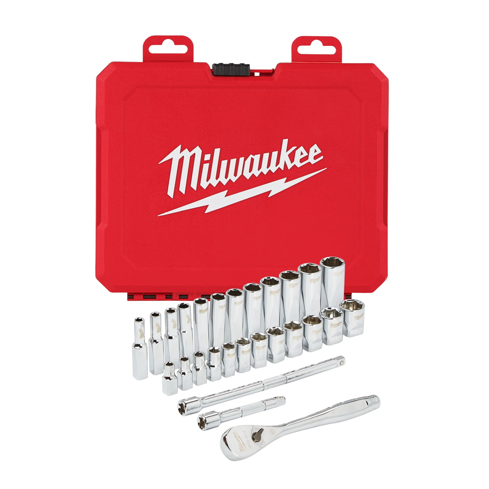 Topplyklasett 1/4" 28stk Milwaukee