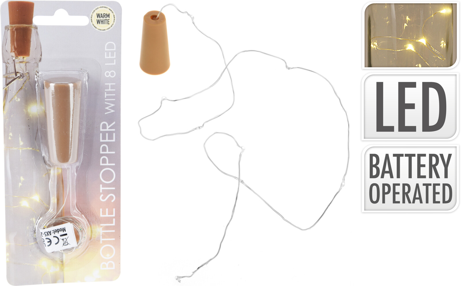 Korktappi með 8LED vír 7*17cm