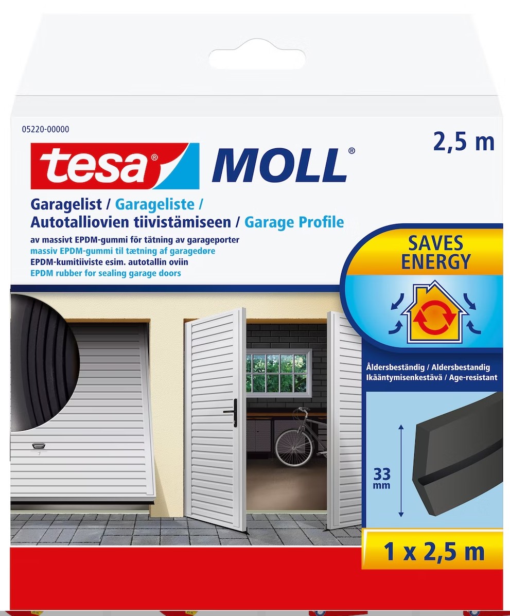 ÞÉTTILISTI BÍLSKÚRSH. 33MM - 2.5M SVARTUR TESA 05220