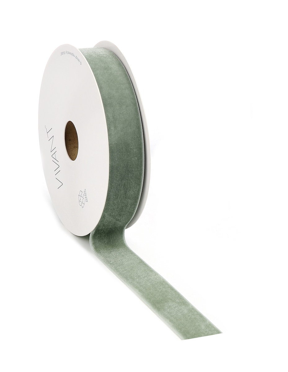 Borði velvet 25mm*10m light olive