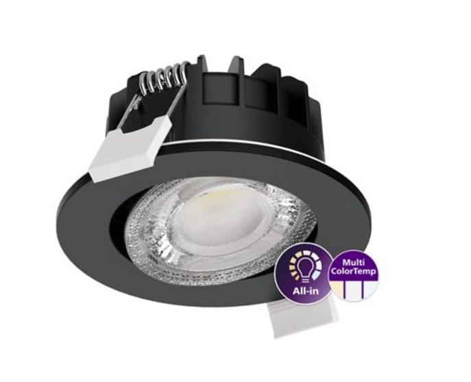 LEDINAIRE Innfellt spott 550lm 2700K/3K/4K DIM IP65 Svart